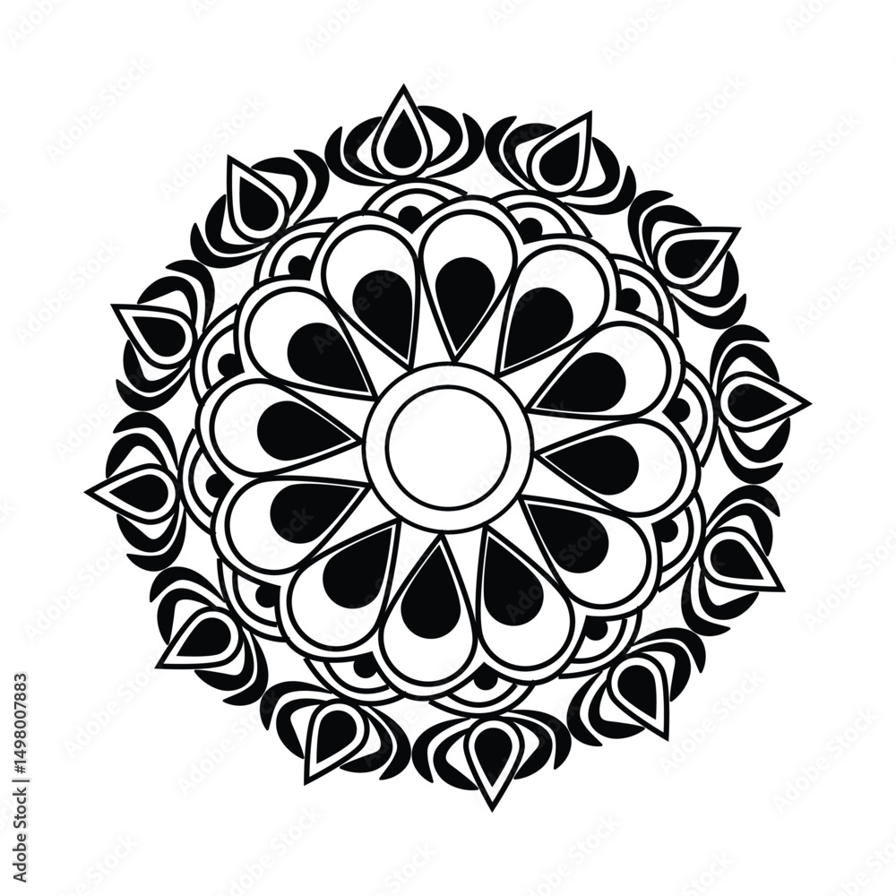 A line art mandala illustration of a coloring page A line art mandala illustration of a coloring page