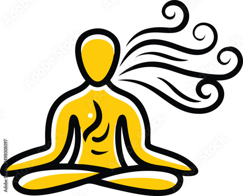 Serene Contemplation: A simplified illustration of a figure in a yoga posture, radiating tranquility, and focus in a moment of zen. 