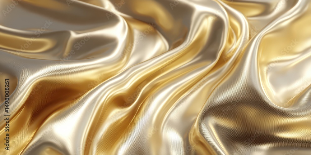 Fototapeta premium Luxurious golden satin fabric with smooth texture