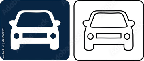 A vector illustration of a glossy car service icon or automobile transport symbol button for web design