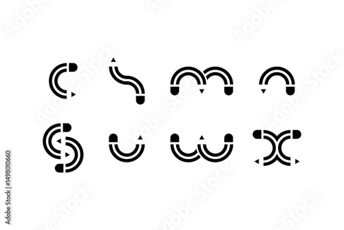 Set of initial alphabet pencil logo icon. Monogram style pencil logo icons collection.