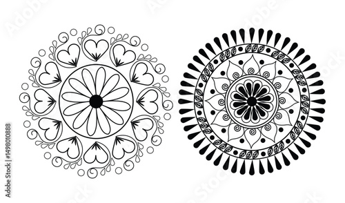 Simple mandala design for coloring. Vector floral mandala. Geometric ornamental mandalas