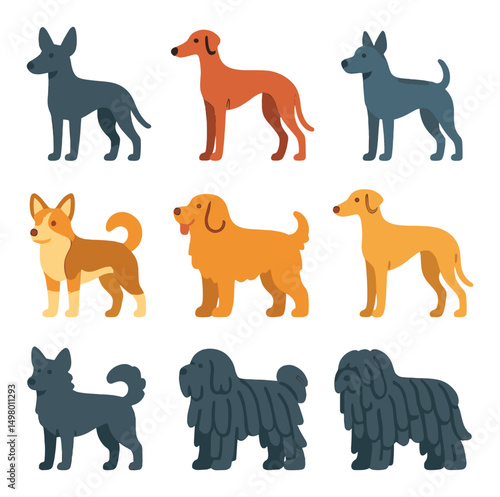Dog silhouette icons set. pet symbols and animal silhouettes for design projects
