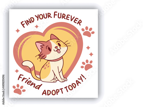 Adopt, don't shop! Creative square banner template. Naive illustration with young woman, who hugging her adopted dog with big heart on background. Flat style. Kawaii clip art with french bulldog.