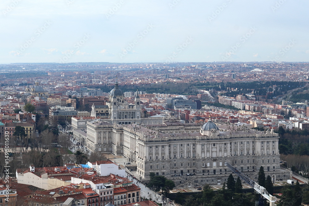 Fototapeta premium Beautiful view of the monuments of downtown Madrid, the Royal Palace and the Almudena Cathedral