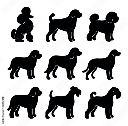 Dog silhouette icons set. pet and animal shapes for design projects