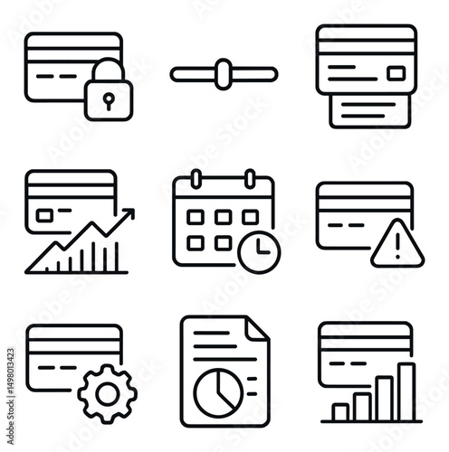 Finance and budget linear icons set. money and analytics symbols