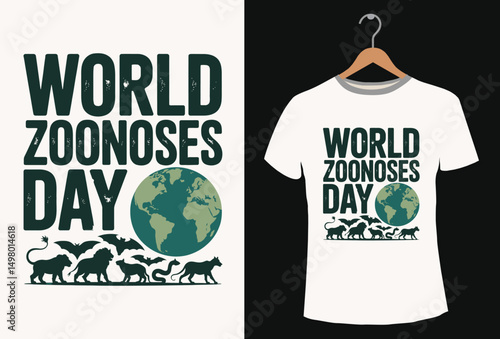 World Zoonoses Day T-shirt Design.