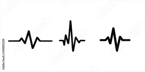 heartbeat line vector icon hand drawn illustration on white background. silhouette vector heartbeat icon set.