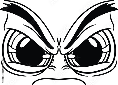 Intense Gaze: A close-up illustration of a pair of sharp, furious eyes conveys a strong emotion