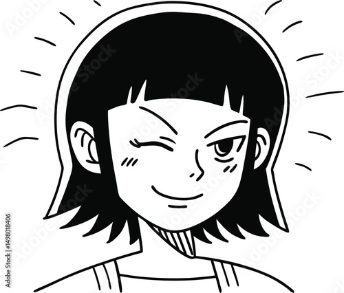 Wink Portrait: Illustration of a cheerful individual, winking with a subtle smile, ready to playfully engage, conveying a sense of mischief and charm.