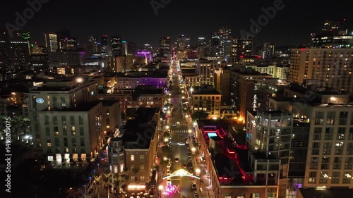 Wallpaper Mural Night Gaslamp Quarter In San Diego California United States. Aerial View Of A Bustling City With High-Rise Buildings And Traffic. Building Landscape Commercial Building Beautiful. Torontodigital.ca