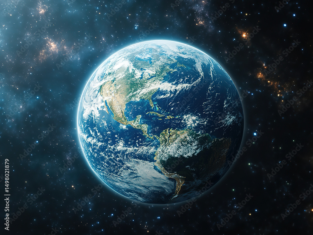 Fototapeta premium Digital Connectivity and Global Networking Concept on Earth