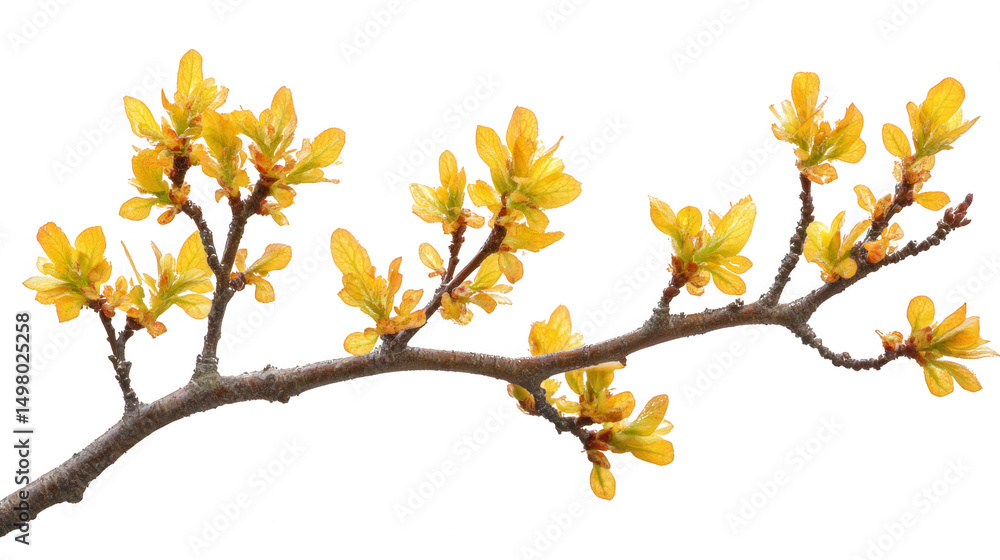 Captivating yellow foliage branch with PNG transparent background design element Captivating yellow foliage branch with PNG transparent background design element