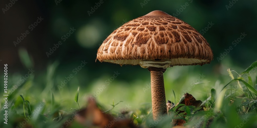 Parasol Mushroom Macrolepiota Procera in Natural Habitat - Edible Fungi Parasol Mushroom Macrolepiota Procera in Natural Habitat - Edible Fungi