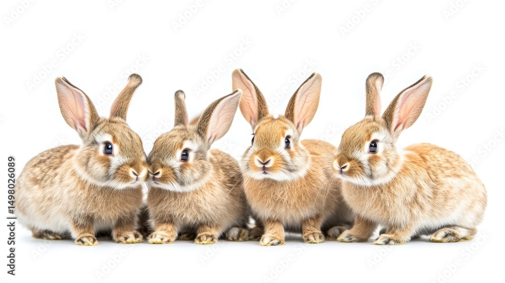 Obraz premium A group of rabbits hopping together in a soft fur wonderland outdoor scene nature photography playful environment charming concept