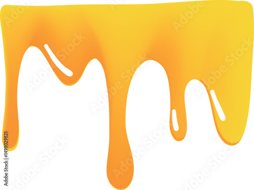 Illustration of yellow honey flowing in smooth curved streams with a gradient from orange to bright yellow.