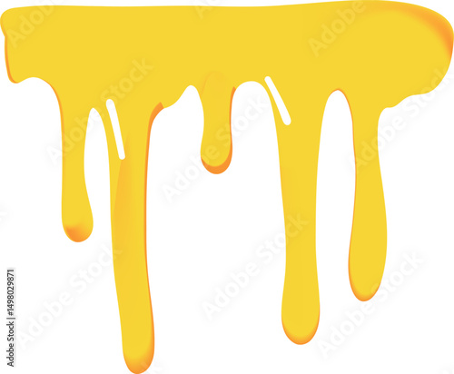 Illustration of yellow honey flowing in smooth curved streams with a gradient from orange to bright yellow.