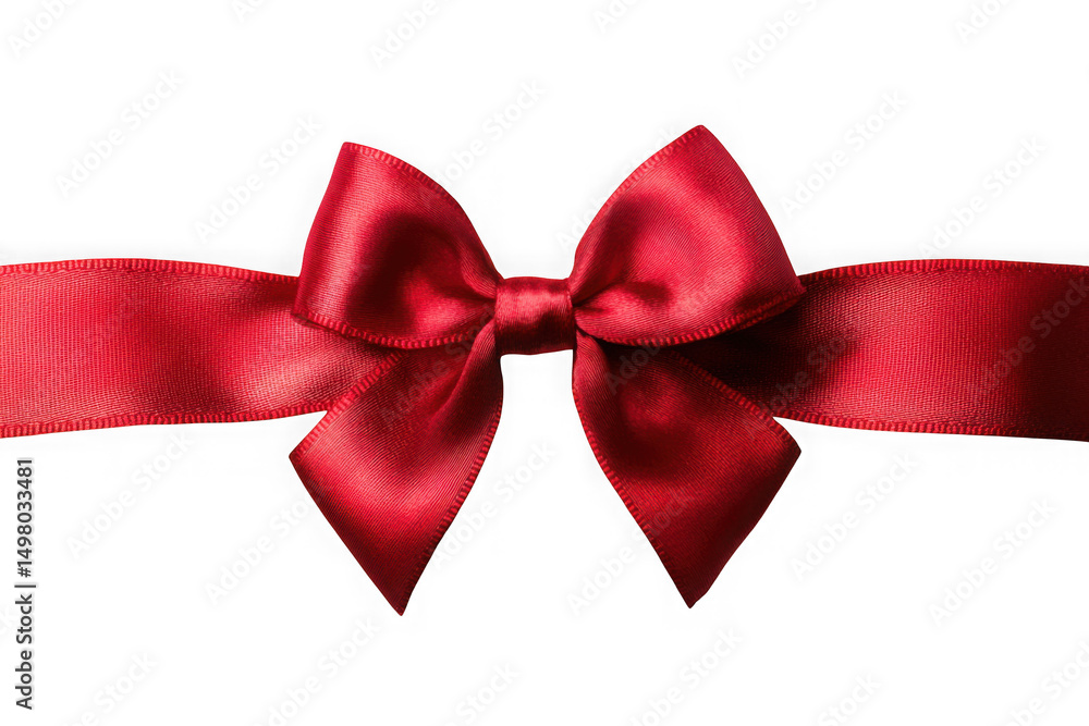 Fototapeta premium Elegant red satin ribbon bow on black background