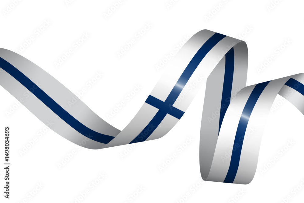 Obraz premium Set of flag ribbon with colors of Finland for independence day celebration decoration