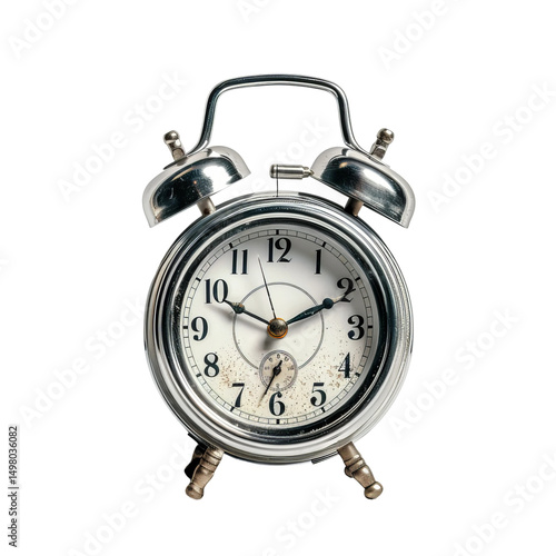 A classic alarm clock stands sentinel, its timeless design and chiming bells representing punctuality, schedule, and the persistent march of time.