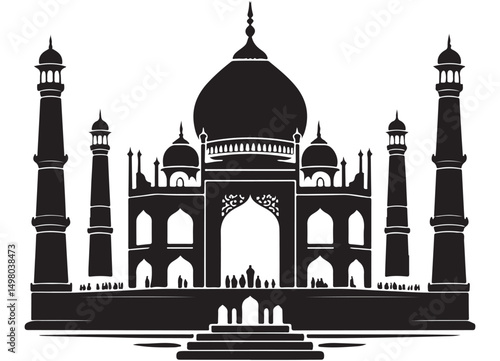 Stunning Silhouette Illustration of the Taj Mahal Landmark