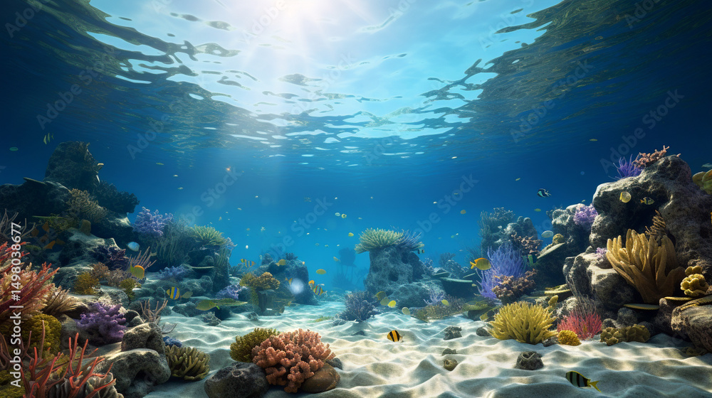 Naklejka premium coral reef and fish