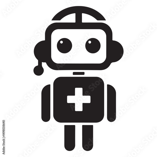Health Robot Silhouette Vector Illustration Mascot Template Design