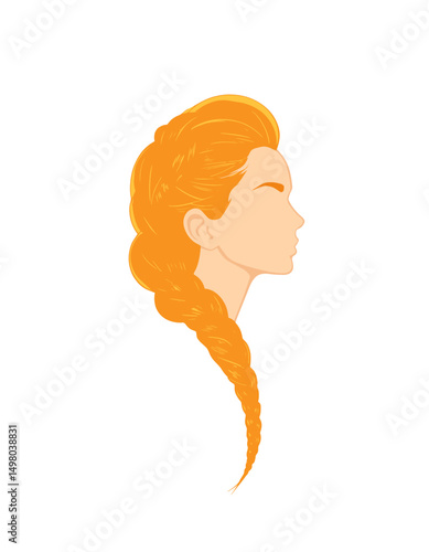 Young redheaded lady with braided hair.