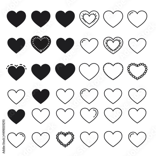 Red Heart Icon on white background. Set of love symbol for web site logo, mobile app UI design. Vector illustration flat style