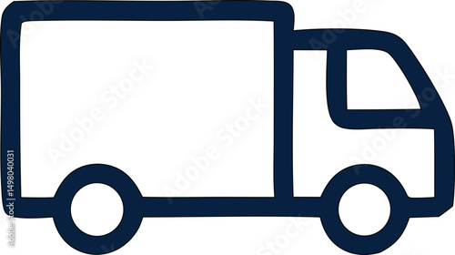 Delivery Truck Icon, Outline Style, Cargo Van Symbol, Vector Transport Illustration for Web and App, Isolated on White Background, Shipping and Logistics Design