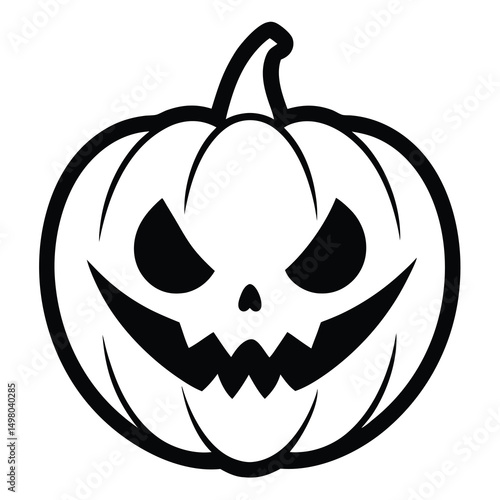 Black and white jack o lantern illustration perfect for halloween decorations and holiday projects