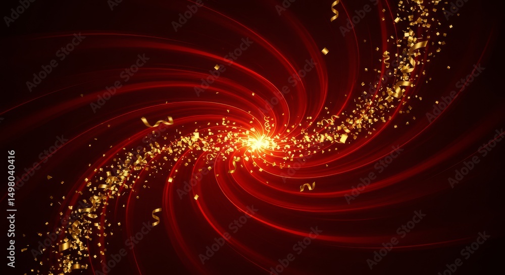 Obraz premium Red Vortex with Gold Confetti