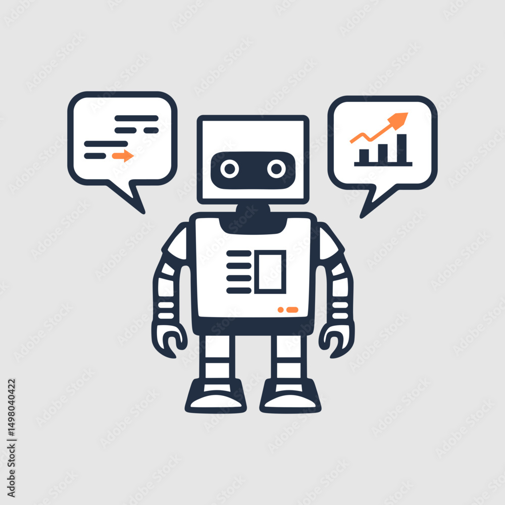 Fototapeta premium Futuristic mechanical robot android analyzing and processing information