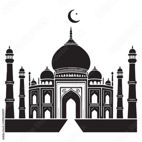 Magnificent Taj Mahal Vector Illustration Indian landmark architecture design