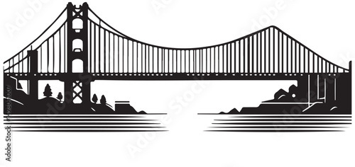 Golden Gate Bridge Silhouette illustration iconic San Francisco landmark