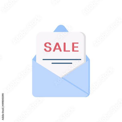 An appealing shopping icon representing a sale. Featuring an envelope and a SALE note, perfect for promotions. Ideal for ecommerce and marketing