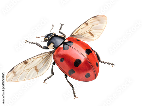 A ladybug on white background