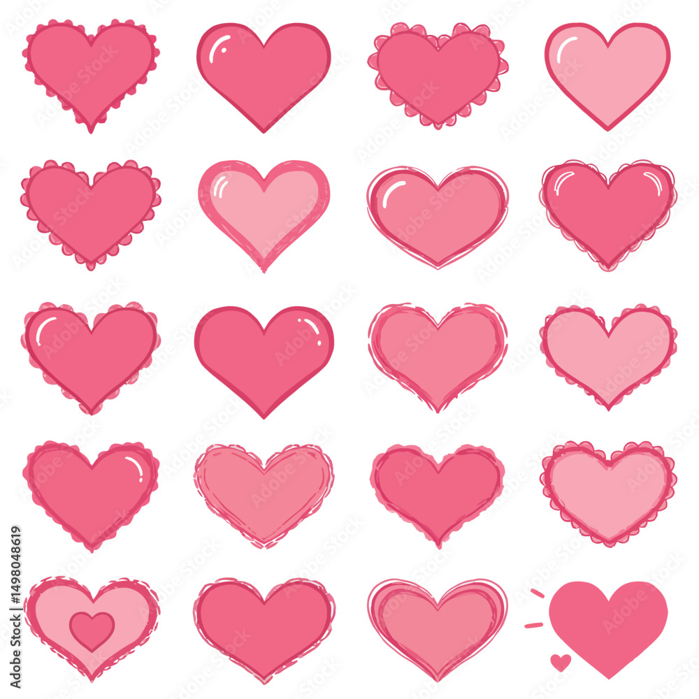 Red Heart Icon on white background. Set of love symbol for web site logo, mobile app UI design. Vector illustration flat style Red Heart Icon on white background. Set of love symbol for web site logo, mobile app UI design. Vector illustration flat style