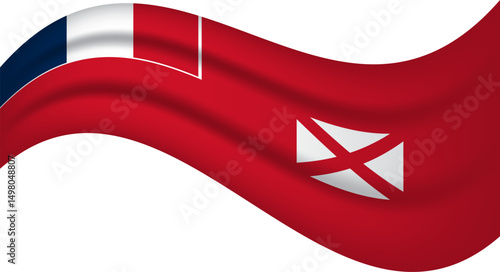 Wallis and Futuna wavy flag, waving flag vector illustration
