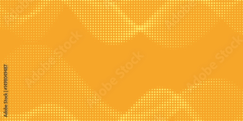 Yellow orange halftone pattern. Retro comic gradient background. Square pixilated dot cartoon texture. Pop art faded gradient pattern