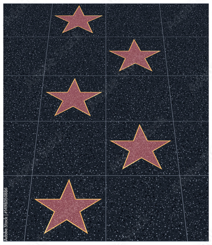 realistic vector illustration of blank stars on celebrity boulevard