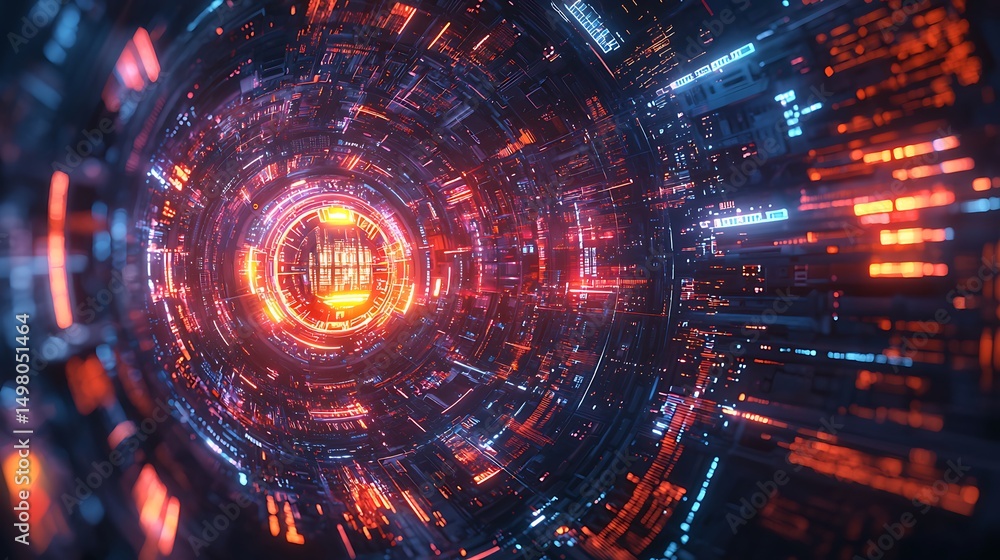 Fototapeta premium Sci fi vortex with digital information flow high resolution picture