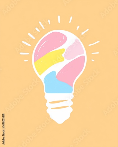 Pastel Lightbulb Idea Graphic.