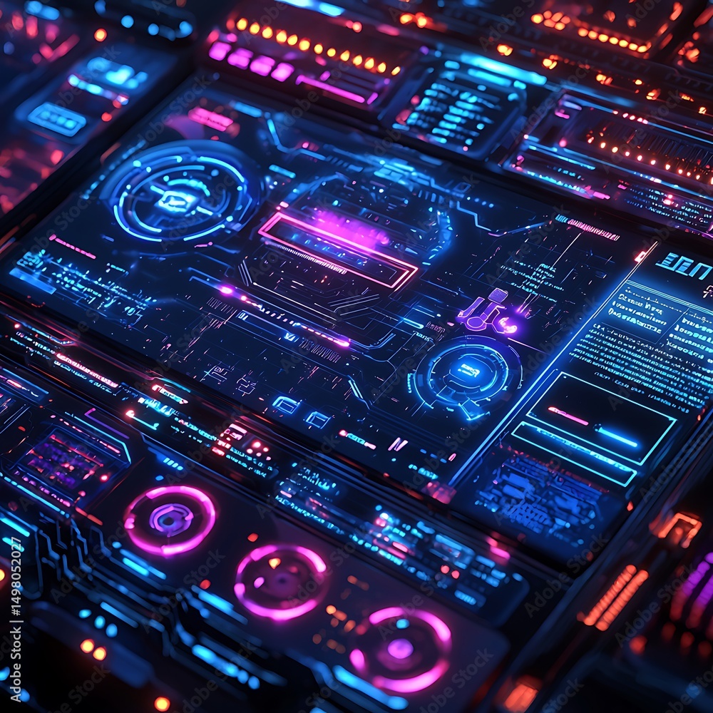 Fototapeta premium Sci-fi holographic system screen design high resolution picture