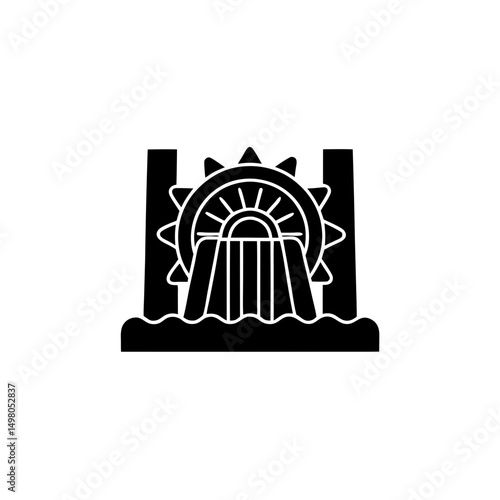 creative details hydroelectric dam icon vector illustration 