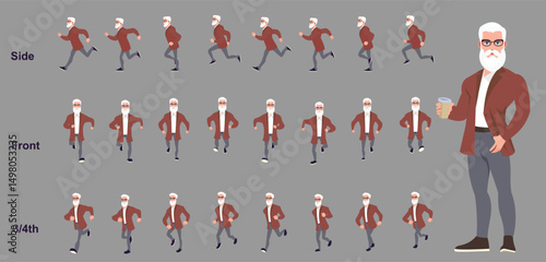 businessman running animation, run cycle animation sprite sheet, frame by frame run animation