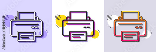 Printer icon. Halftone dotted pattern. Gradient icon with grain shadow. Printout Electronic Device sign. Office equipment symbol. Line printer icon. Various designs. Vector
