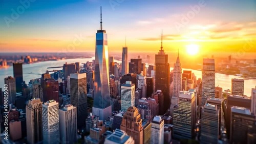 New York City Skyline At Sunset