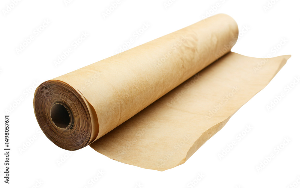 Roll of brown paper is on a white background Roll of brown paper is on a white background